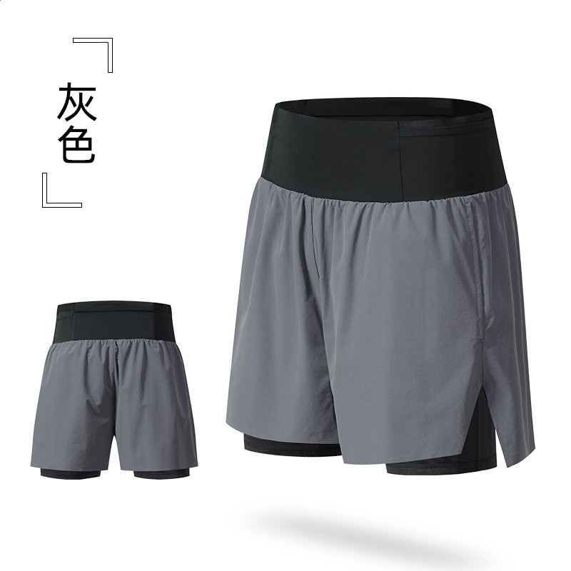 夏季新款男女同款越野跑短褲戶外馬拉松競速短褲假兩件防走光短褲-規格圖5