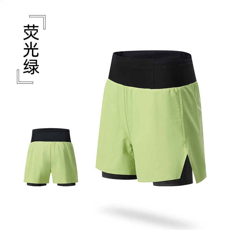 夏季新款男女同款越野跑短褲戶外馬拉松競速短褲假兩件防走光短褲-規格圖5