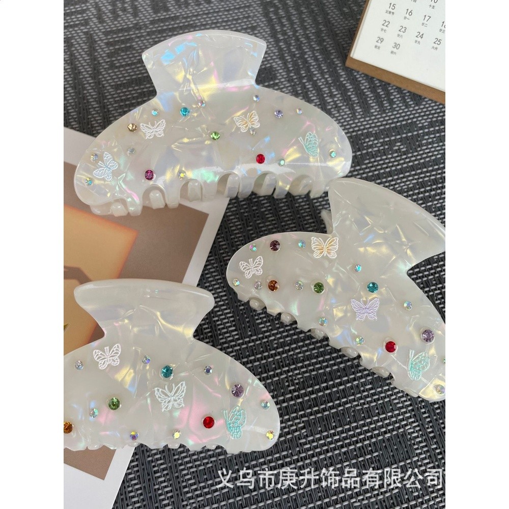趙露思同款彩鑽閃鑽髮夾後腦勺高階感精緻氣質甜美盤髮抓夾鯊魚夾-細節圖3