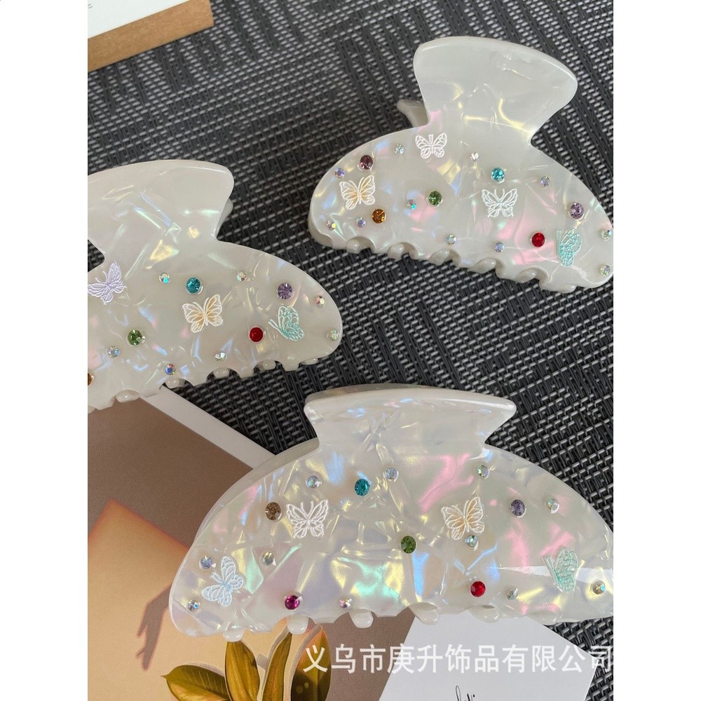 趙露思同款彩鑽閃鑽髮夾後腦勺高階感精緻氣質甜美盤髮抓夾鯊魚夾-細節圖4