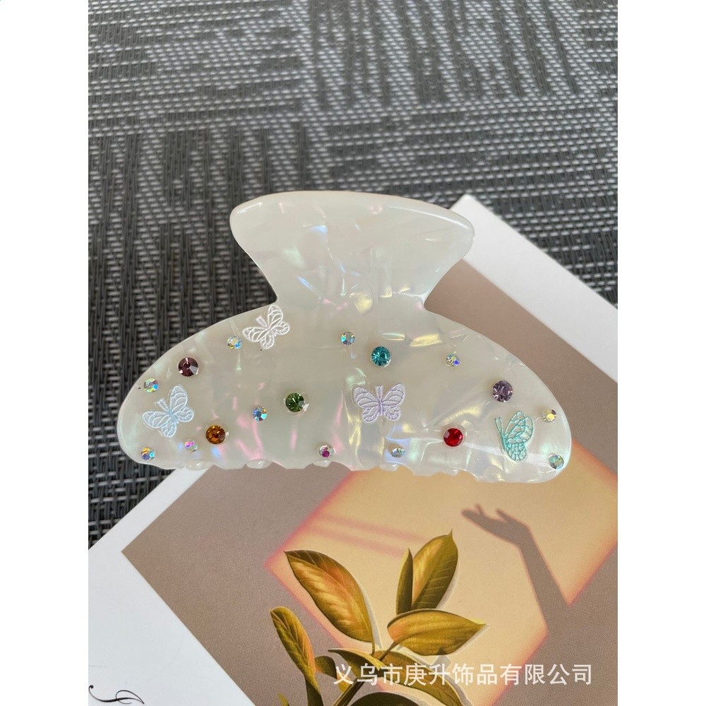 趙露思同款彩鑽閃鑽髮夾後腦勺高階感精緻氣質甜美盤髮抓夾鯊魚夾-細節圖5