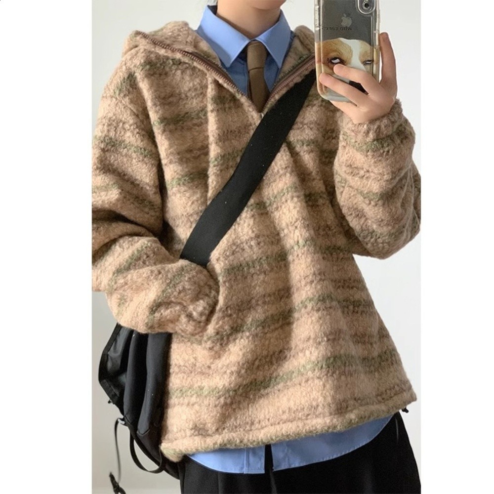 王一博同款羊羔絨連帽衛衣冬季加絨加厚外穿保暖上衣外套男女同款-細節圖4