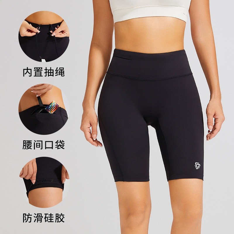 【男女同款】速乾全腰圍五分褲高腰跑步運動短褲萊卡速乾緊A078-細節圖2