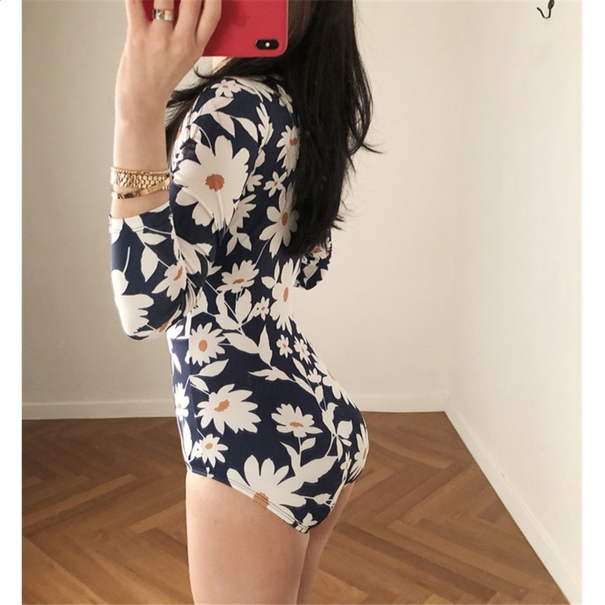 網紅同款潛水服度假潛水拍照防曬長袖泳衣女緊身浮潛衝浪水母衣-細節圖2