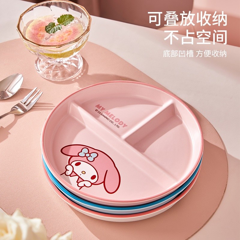 三麗鷗分格餐盤新款卡通家用高顏值陶瓷可愛定量早餐盤M-細節圖2