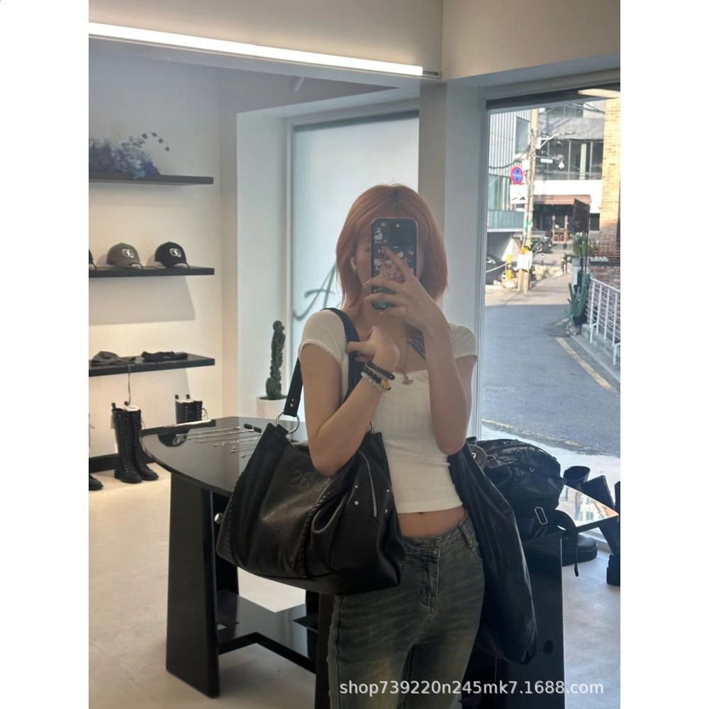 韓系小眾ason機車包流浪包博主同款單肩腋下包時尚大容量手提包女-規格圖5