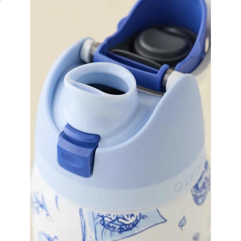 Owala新款UO聯名delft cat藍色貓咪保溫保冷杯帶吸管運動水壺32oz-細節圖2