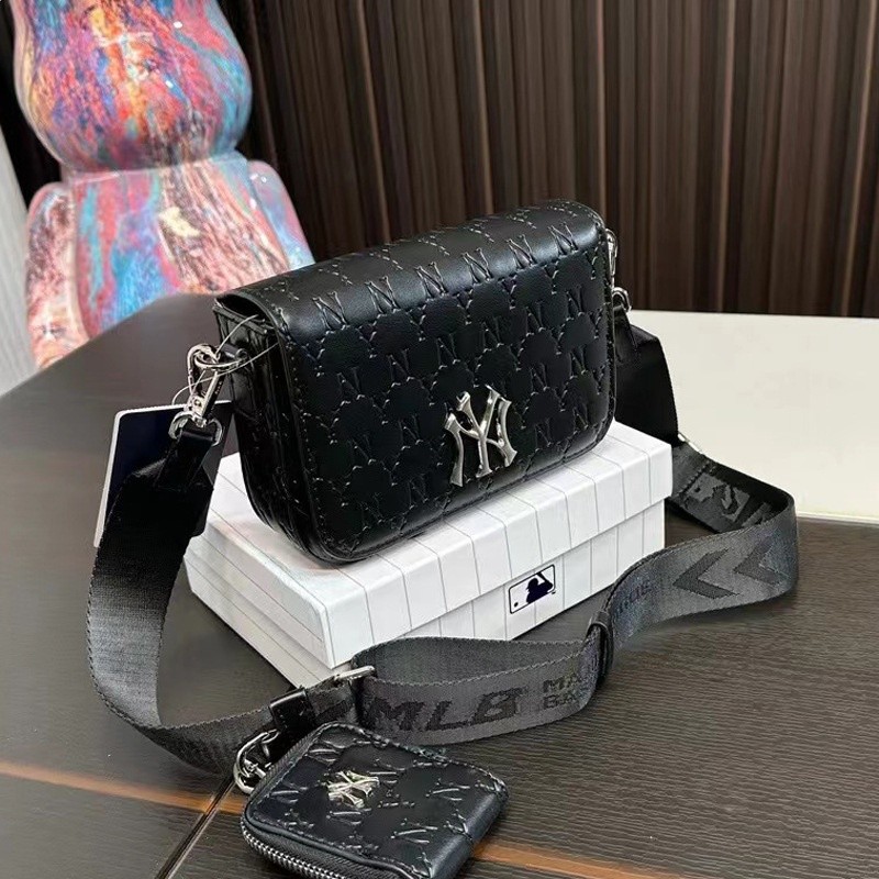 MLB韓國新款壓紋子母相機包NY復古老花男女同款斜挎手提潮小方包-規格圖5