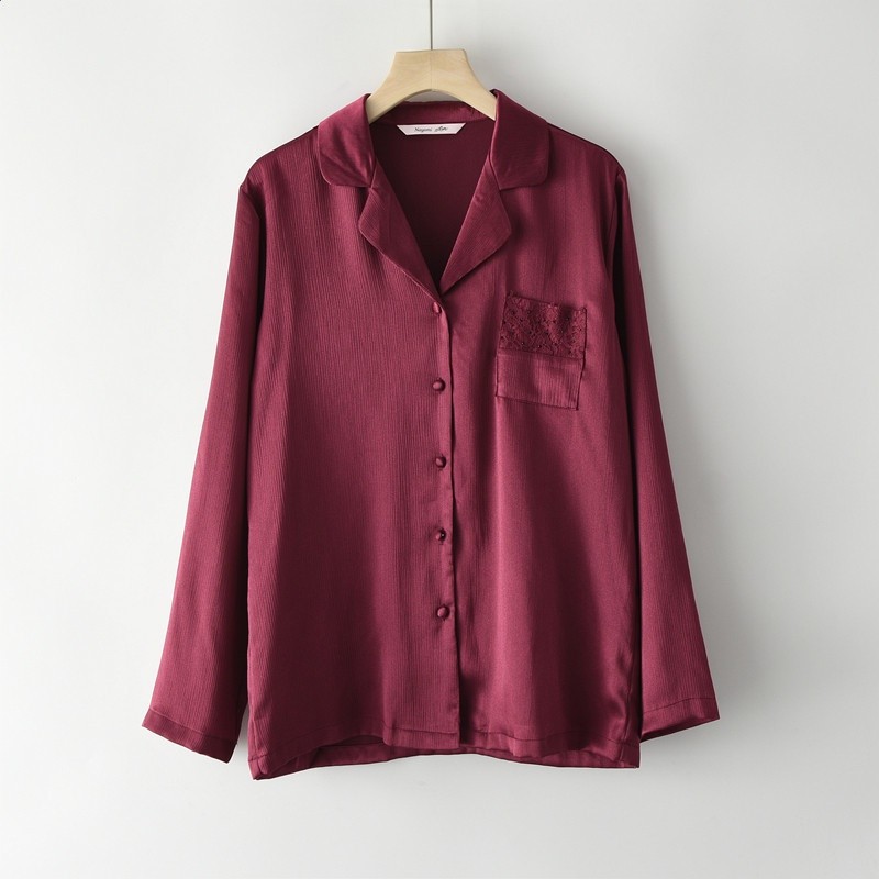 春秋情侶冰絲睡衣兩件套女大碼寬鬆家居服夏季長袖蕾絲空調服開襟-規格圖5