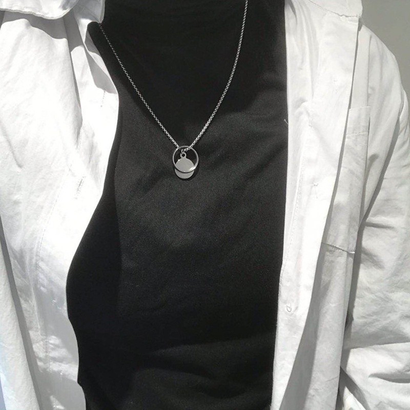 LIHAO王一博同款圓環戒指項鍊男ins潮流簡約百搭嘻哈朋克暗黑系女-細節圖3