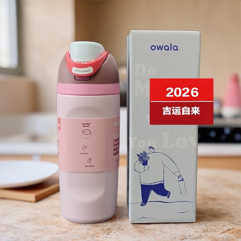 16oz兒童防漏水杯owala跨境同款不鏽鋼保溫寶寶運動雙飲吸管杯壺-規格圖5