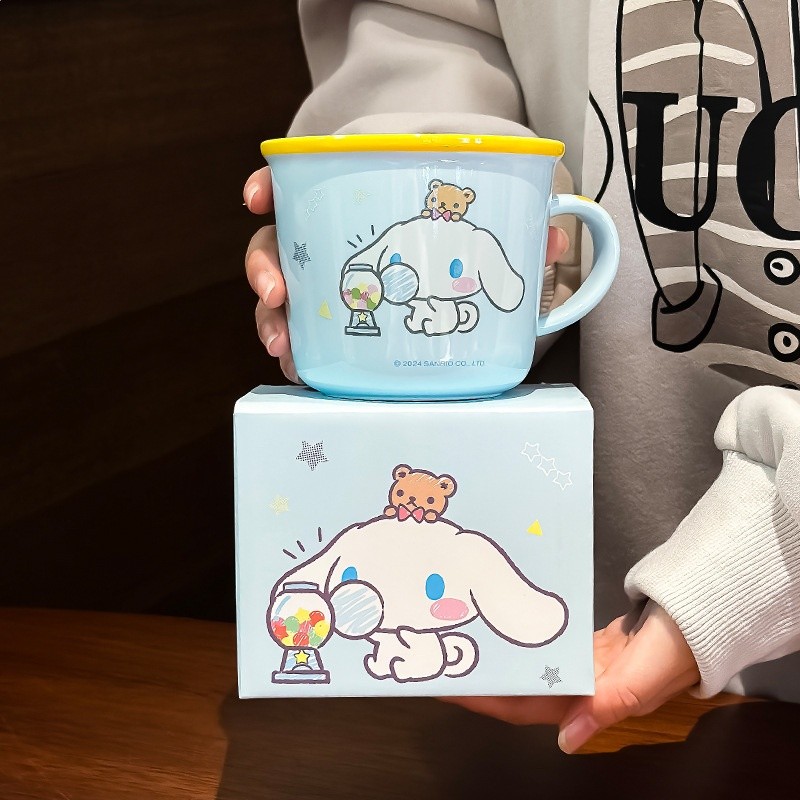 三麗鷗早餐杯庫洛米帶刻度女生牛奶杯喝水杯創意卡通陶瓷杯水杯子-規格圖5