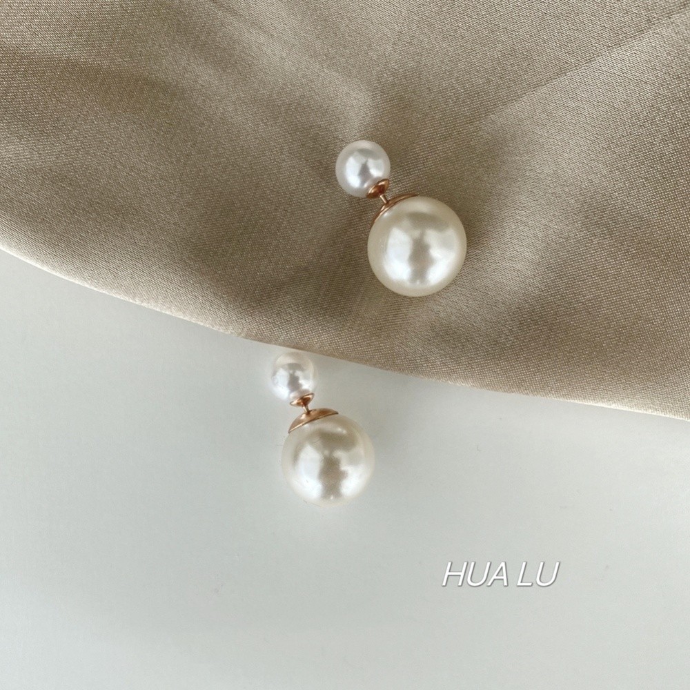 HUALU-【氣質女郎】D家雙面大珍珠趙露思同款經典高階感復古耳環-細節圖2