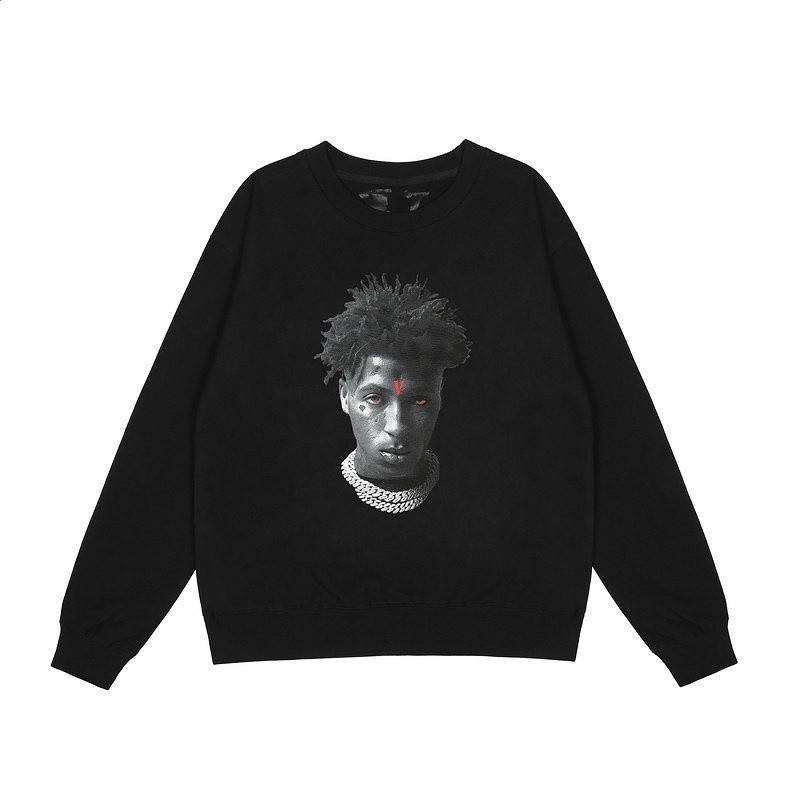 王一博同款VLONE FAST黑橙大V無帽圓領毛圈衛衣男女寬鬆長袖上衣-規格圖5