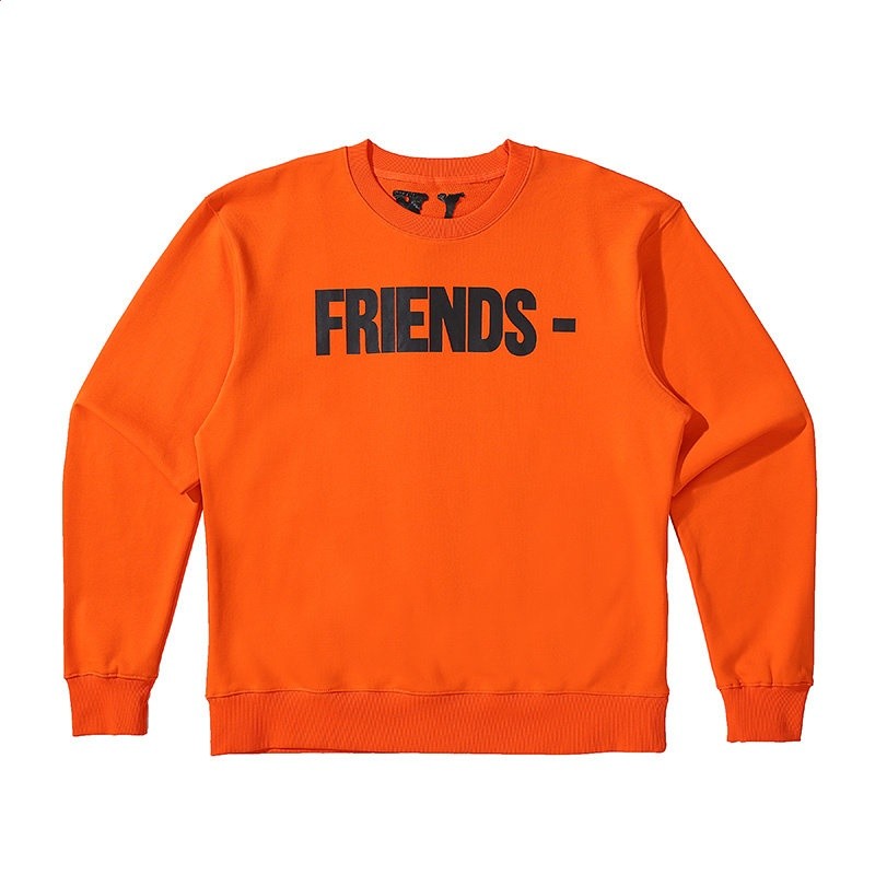 王一博同款VLONE FAST黑橙大V無帽圓領毛圈衛衣男女寬鬆長袖上衣-規格圖5
