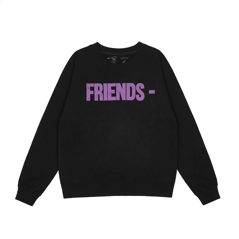 王一博同款VLONE FAST黑橙大V無帽圓領毛圈衛衣男女寬鬆長袖上衣-規格圖5