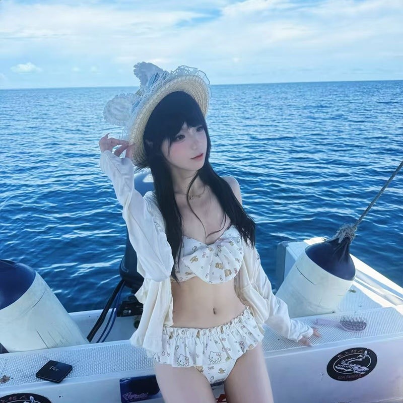 源頭工廠韓版網紅同款泳衣女性感少女比基尼分體小胸聚攏跨境泳裝-細節圖2