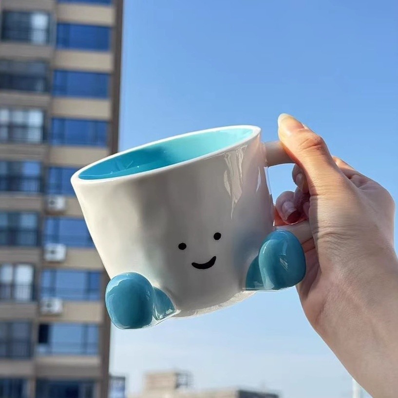 小紅書同款腳丫陶瓷杯子釉下彩超級可愛小眾咖啡杯卡通水杯送禮物-細節圖2