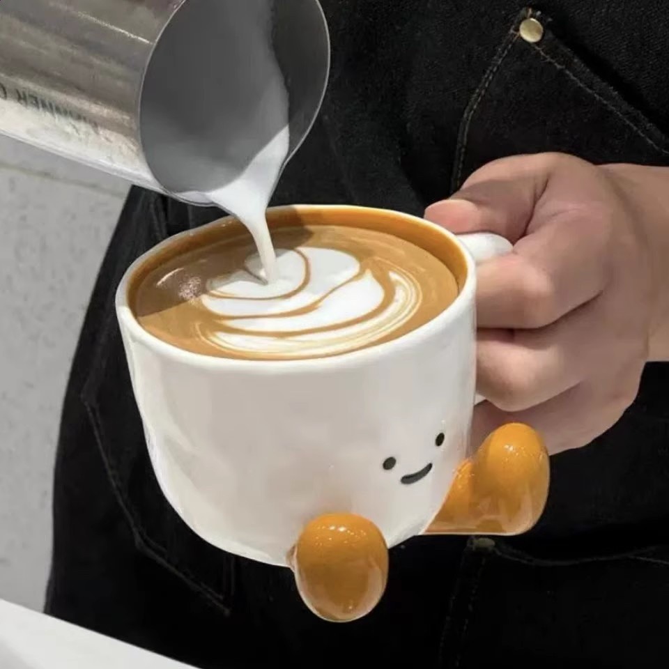 小紅書同款腳丫陶瓷杯子釉下彩超級可愛小眾咖啡杯卡通水杯送禮物-細節圖4