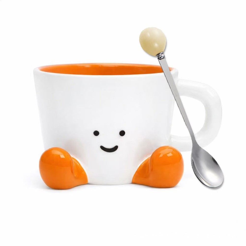 焦糖黃色咖啡杯+奶球勺