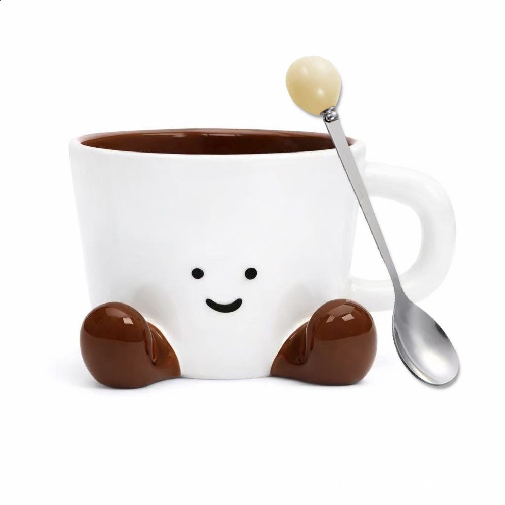 可可棕色咖啡杯+奶球勺