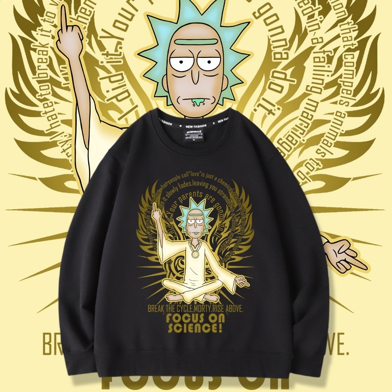 秋季潮牌聯名新款瑞克和莫蒂動漫圓領衣服男王一博同款無帽衛衣女-細節圖5