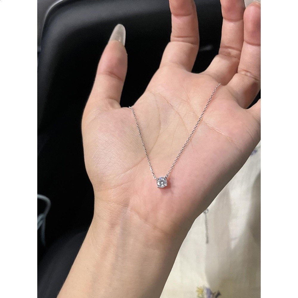 趙露思同款鼻屎鑽項鍊純銀925四爪50分精緻輕奢超閃單鑽鎖骨鍊-細節圖4