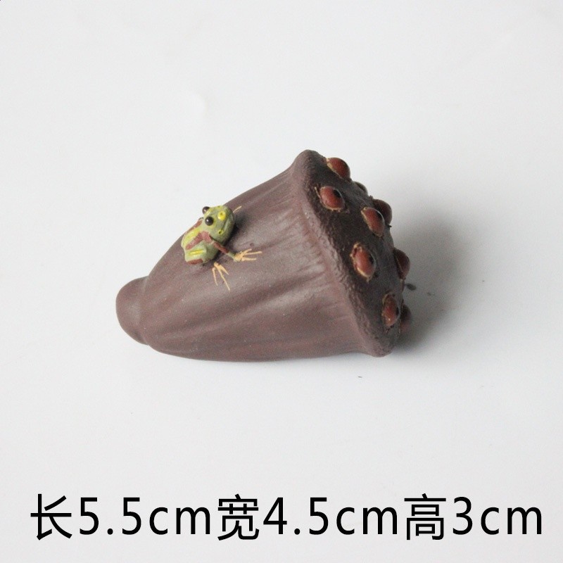 噴水青蛙茶寵擺件精品可養紫砂荷葉蓮子手工茶玩蛙趣茶桌茶具茶趣-規格圖5