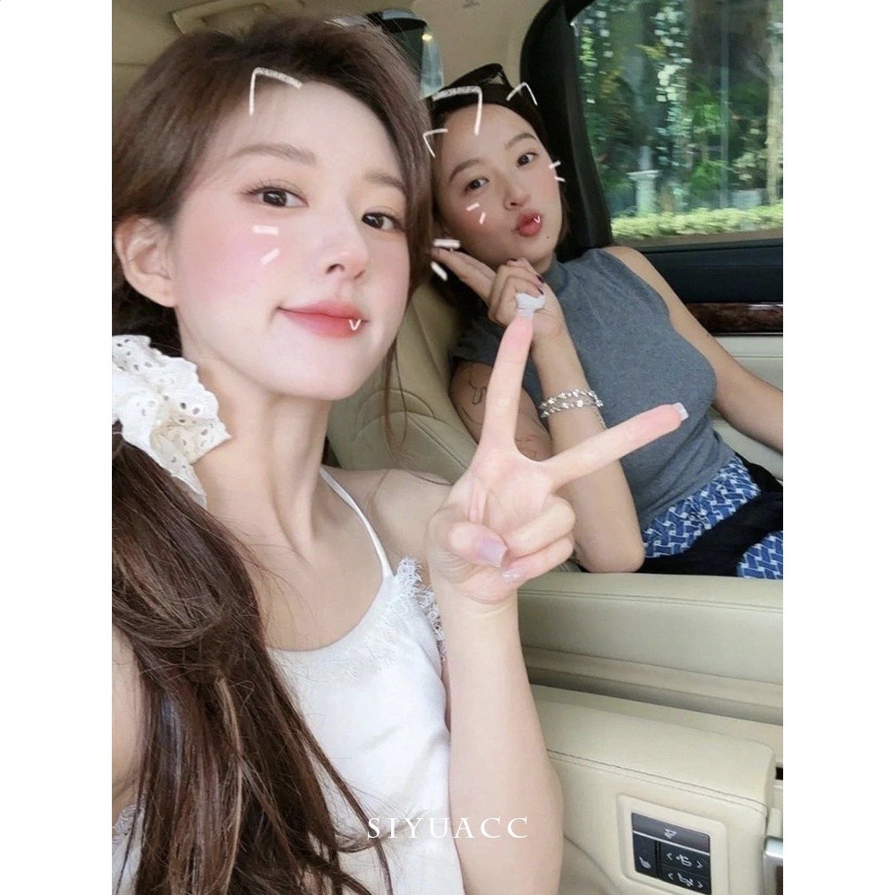趙露思同款白色蕾絲花邊髮圈法式復古鏤空大腸圈髮帶髮飾頭飾女-細節圖3