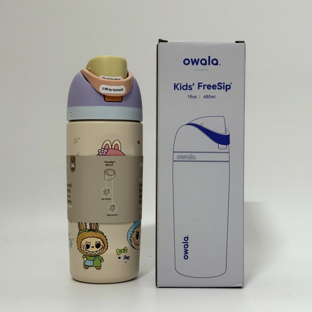 owala保溫杯Freesip16OZ水杯不鏽鋼帶吸管保溫杯運動杯彈蓋杯-規格圖5