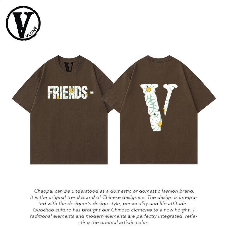 正品VLONE ORVAL大V短袖太陽花藤原浩王一博同款情侶寬鬆潮牌純棉-細節圖3