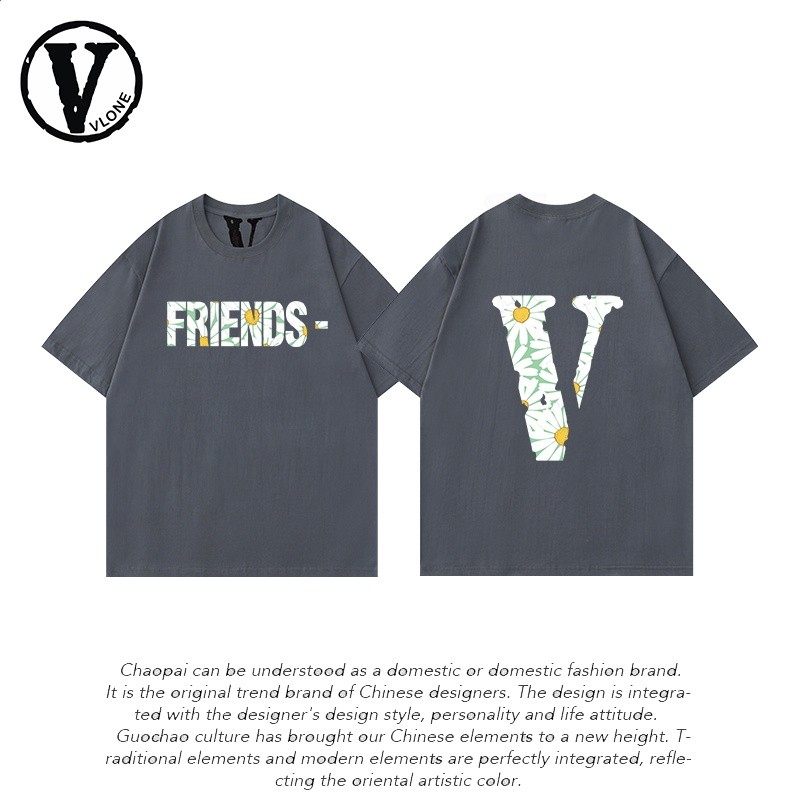 正品VLONE ORVAL大V短袖太陽花藤原浩王一博同款情侶寬鬆潮牌純棉-細節圖4