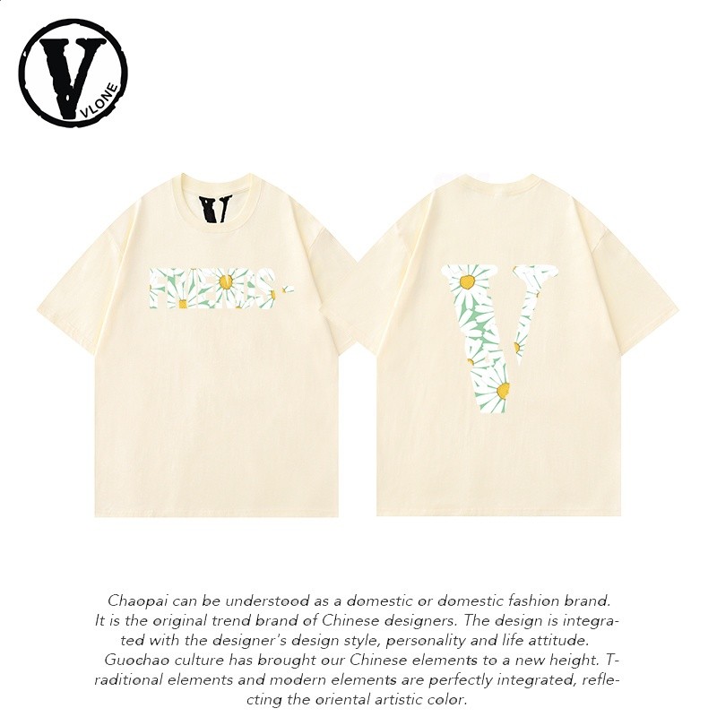 正品VLONE ORVAL大V短袖太陽花藤原浩王一博同款情侶寬鬆潮牌純棉-細節圖5