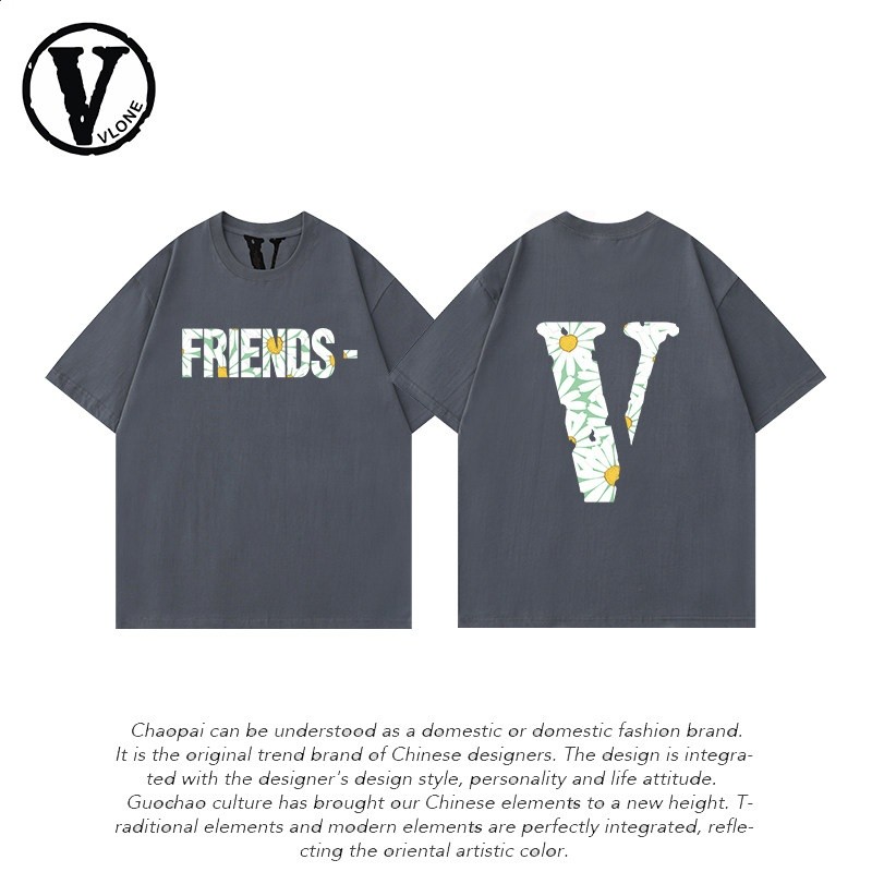 正品VLONE ORVAL大V短袖太陽花藤原浩王一博同款情侶寬鬆潮牌純棉-規格圖5