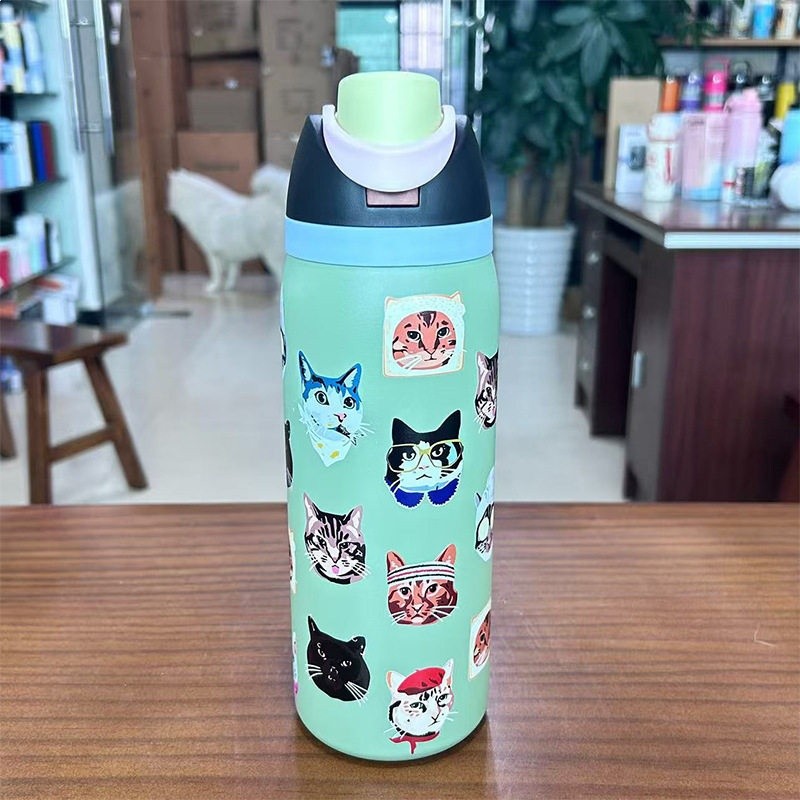 跨境Owala同款保溫杯304不鏽鋼水杯便攜彈跳杯手提雙飲杯吸管杯-規格圖5