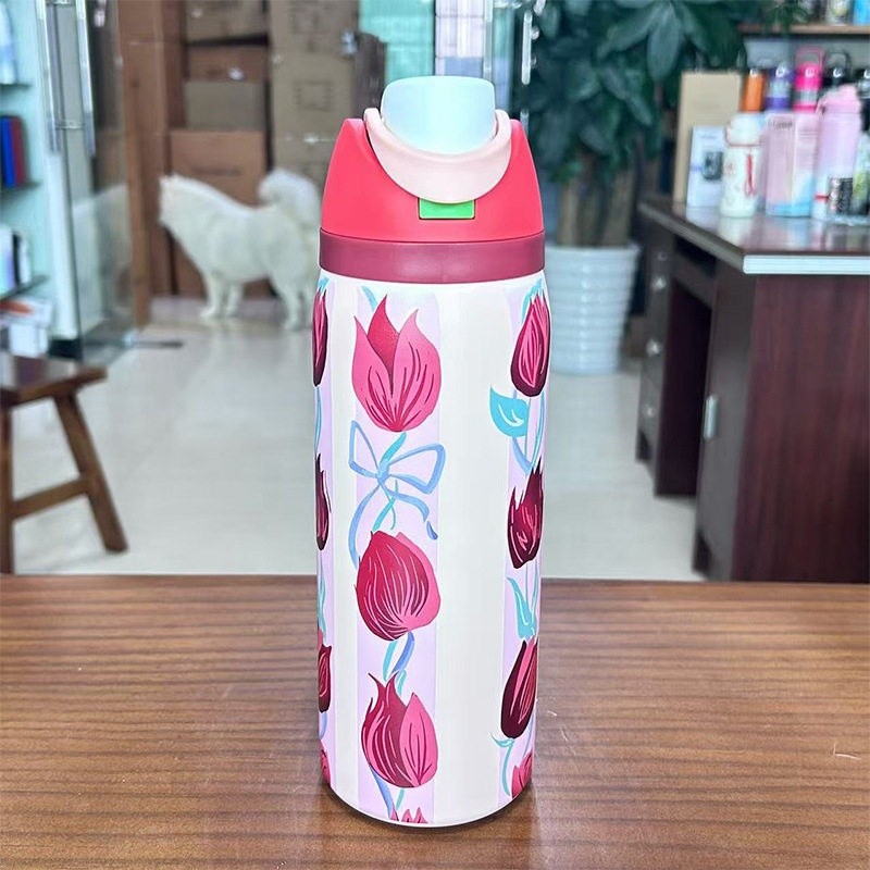 跨境Owala同款保溫杯304不鏽鋼水杯便攜彈跳杯手提雙飲杯吸管杯-規格圖5