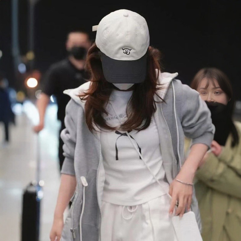 趙露思同款帽子可愛拼色小豬刺繡鴨舌帽2025款夏季遮陽防曬棒球帽-細節圖4