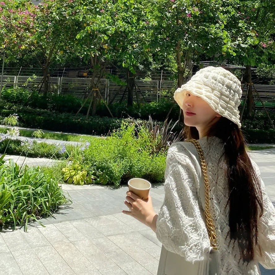 趙露思同款白色漁夫帽女水桶帽夏季遮陽帽三亞度假海邊帽子防曬帽-細節圖2