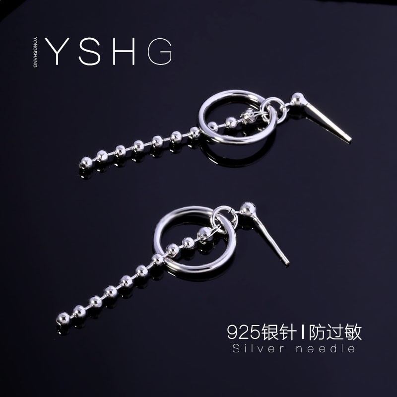 王一博同款耳環流蘇圓圈耳飾耳釘純銀潮飾品耶啵天天向上博君一肖-細節圖3