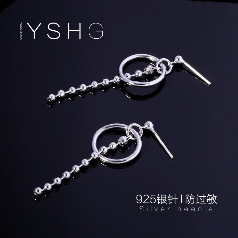 圓圈流蘇耳環_925銀針