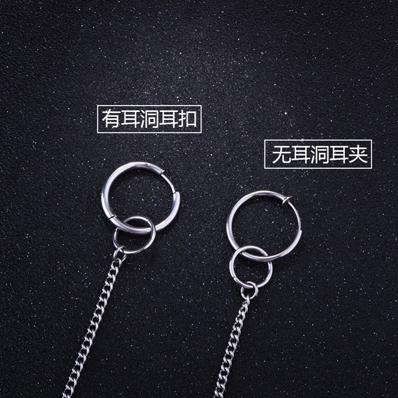 王一博同款耳環雙耳洞連體耳鏈無耳洞耳夾耳釘掛脖項鍊一體式耳環-細節圖4