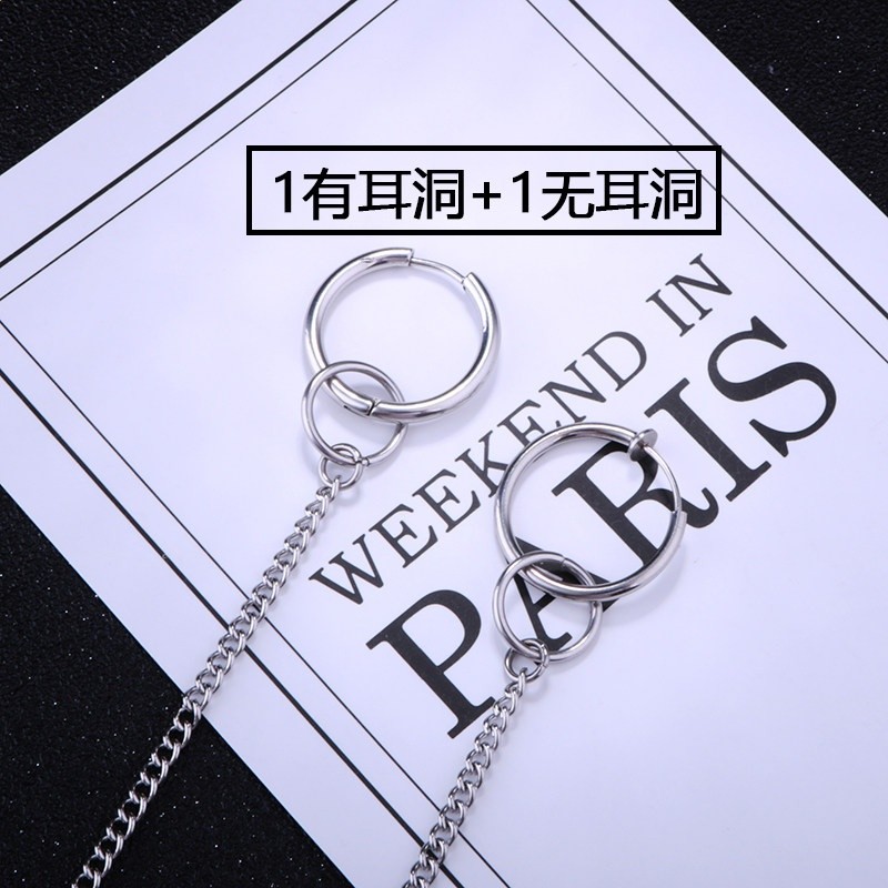 王一博同款耳環雙耳洞連體耳鏈無耳洞耳夾耳釘掛脖項鍊一體式耳環-規格圖5