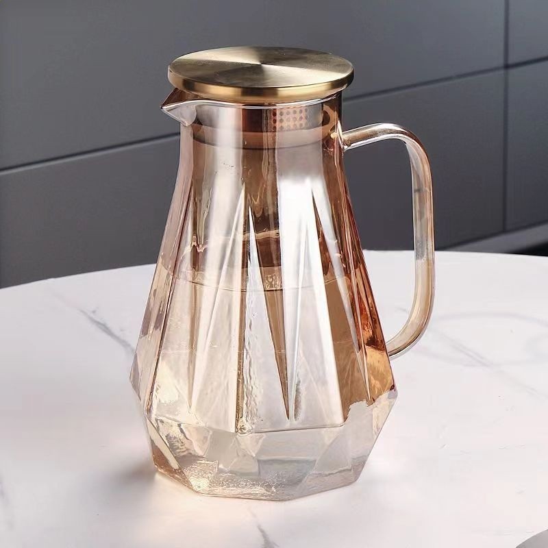 鑽石水具套裝家用客廳帶把玻璃喝水杯子家庭茶杯茶具待客用-規格圖5