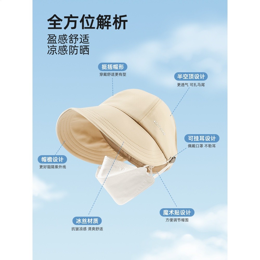 趙露思同款可扎馬尾空頂帽女夏季雙面鴨舌漁夫帽防紫外線遮陽帽子-細節圖4