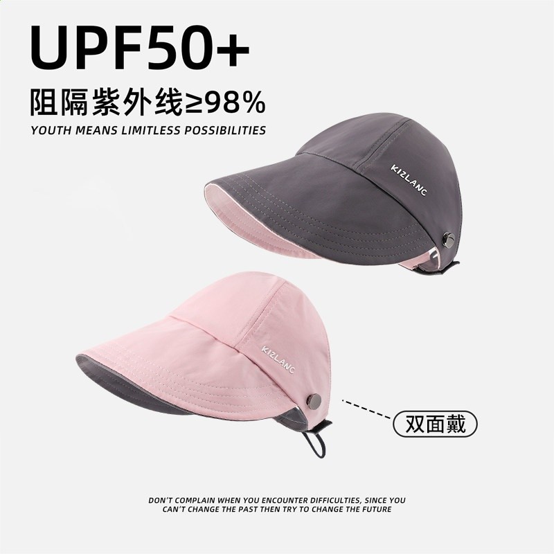 趙露思同款可扎馬尾空頂帽女夏季雙面鴨舌漁夫帽防紫外線遮陽帽子-規格圖5