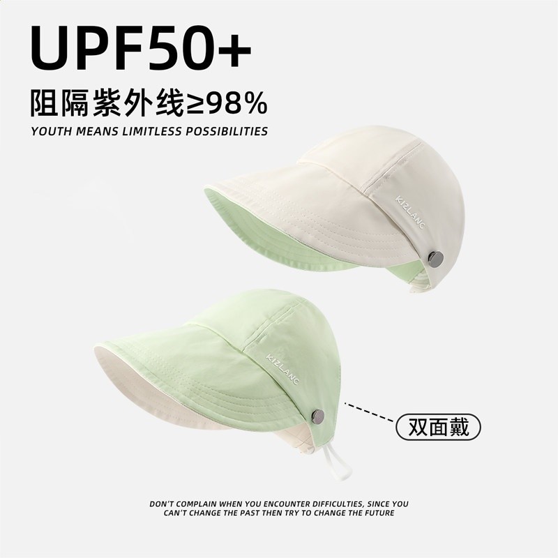 趙露思同款可扎馬尾空頂帽女夏季雙面鴨舌漁夫帽防紫外線遮陽帽子-規格圖5