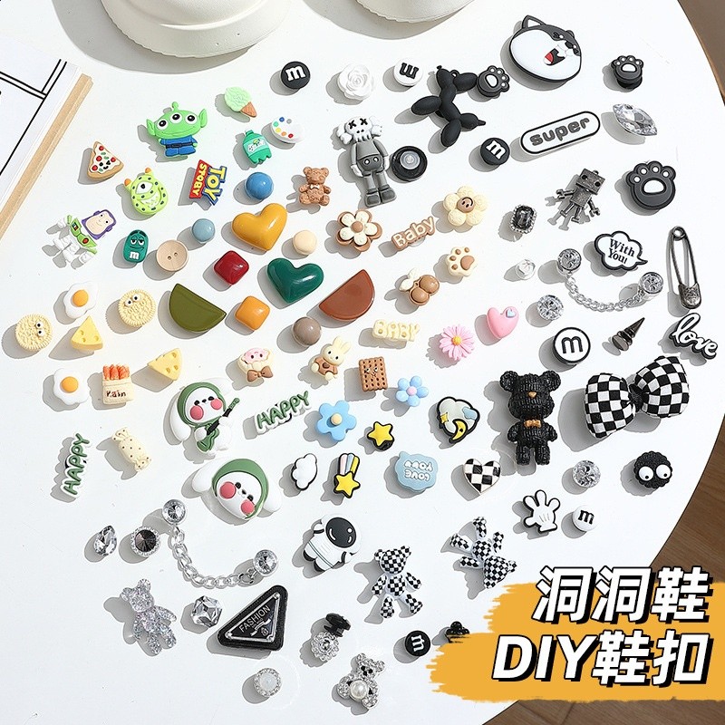 洞洞鞋鞋花配飾女適配diy鞋釦卡通立體裝飾可拆卸卡扣時尚ins網紅-細節圖3