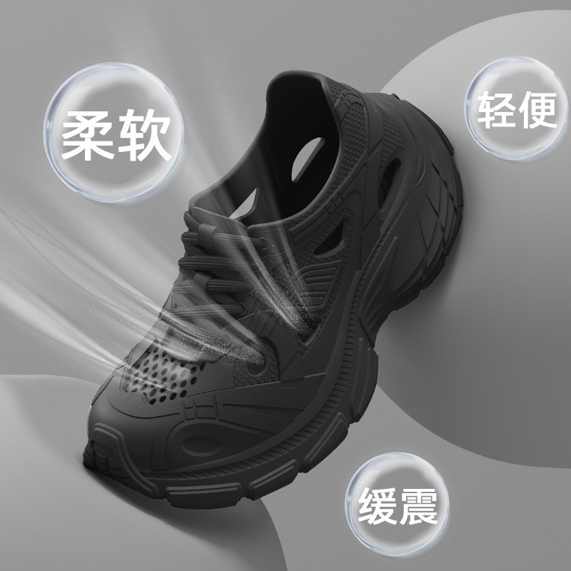 老爹洞洞鞋男款夏季2025新款外穿透氣防滑防臭透氣厚底男士涼鞋-細節圖4
