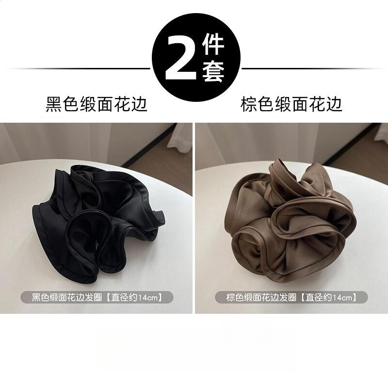 許我耀眼趙露思同款真絲大腸髮圈女高階感扎頭髮皮筋頭花髮繩頭飾-規格圖5