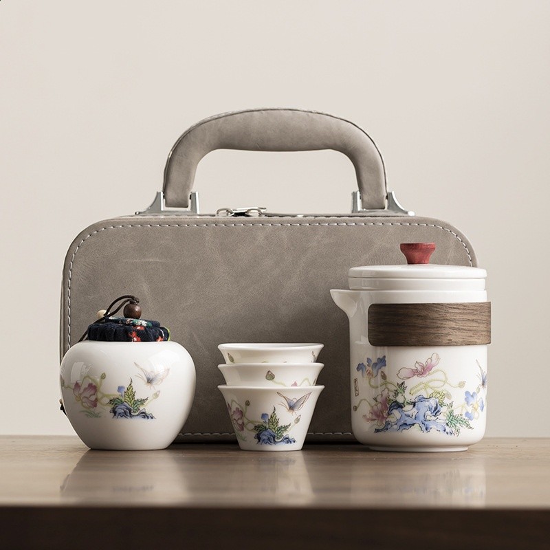 羊脂玉瓷旅行茶具套裝陶瓷一壺三杯快客杯公司商務禮品開業伴手禮-規格圖11